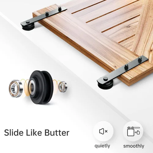 Vista 4 de EaseLife Kit de Rieles de Ferretería para Puerta Corrediza de Granero de Servicio Pesado de 4 Pies, Suave y Silencioso, Fácil de Instalar