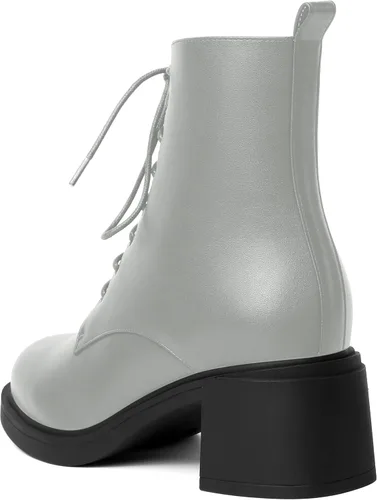 Vista 83 de ROSERWISH Botas altas de tacón bajo y grueso para mujer, con cordones, cómodas, modernas, con puntera redonda, de 2.5 pulgadas