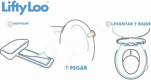 Vista 3 de Lifty Loo Asa de asiento de inodoro - Levanta más, menos desorden - Fácil aplicación 2 unidades color blanco