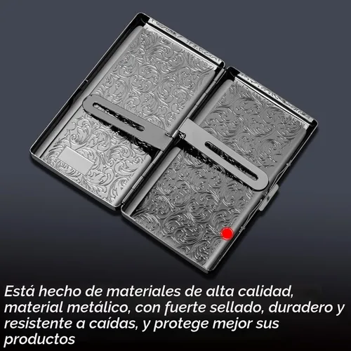 Vista 3 de Goshentech Estuche vintage, capacidad de 14, metal plateado metálico negro brillante, doble cara, caja de tarjeta bancaria, caja de efectivo