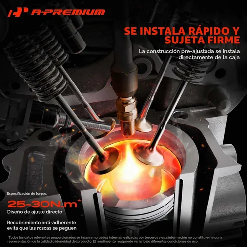 Vista 5 de A-Premium Iridium Platinum Bujías 4 unidades, alambre fino, motor L4