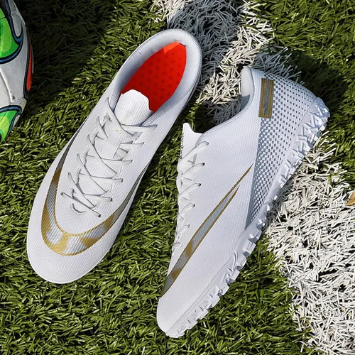 Vista 3 de Zapatos de fútbol para hombre, bajos y con cordones, antideslizantes, para interiores, fútbol sala de fútbol americano, TF, tacos de césped