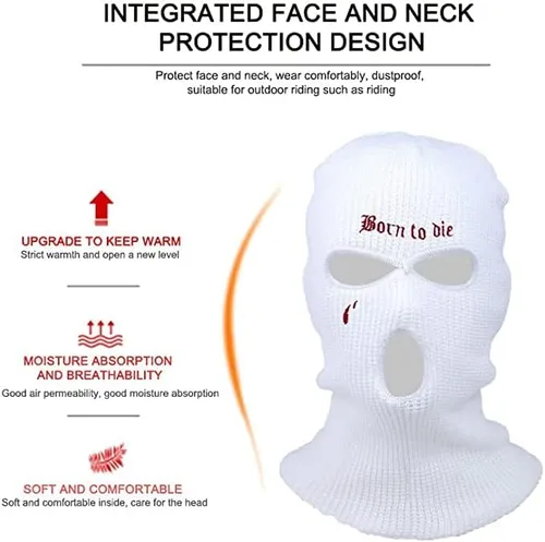 Vista 6 de Winter Windproof Knitted Cycling Ski Mask Neck Warmer 3 Hole Balaclavas Full Face Cover