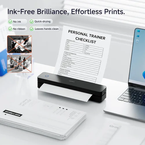 Vista 4 de HPRT MT610 Inkless Portable Thermal Printerr for Travel, Supports Thermal Paper & Labels, Multi-User Bluetooth, Compatible with iOS/Android/Laptop