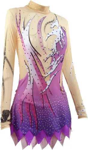Vista 3 de LIUHUO Leotardos de gimnasia rítmica para niñas, con estampado de diamantes, ropa de equipo para adolescentes