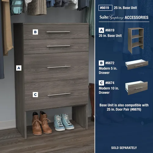 Vista 8 de ClosetMaid SuiteSymphony - Cajón de madera, accesorio para complementar, estilo moderno, para almacenamiento, ropa de armario, tamaño de 5 pulgadas