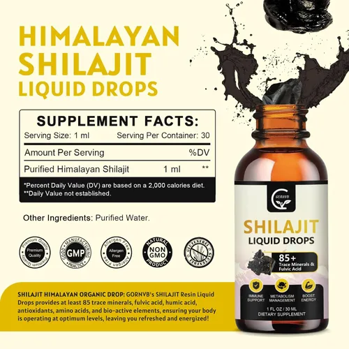 Vista 2 de Suplemento líquido orgánico puro Shilajit de alta potencia del Himalaya, gota de resina Shilajit para hombres y mujeres, potencia máxima 85+