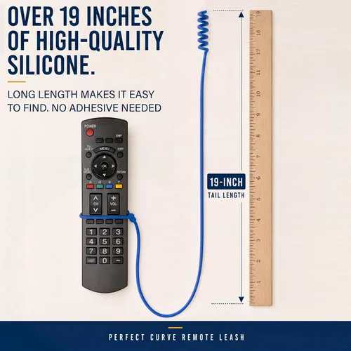 Vista 7 de Perfect Curve Paquete de 4 Correas de Silicona con Cable Remoto - Cordón Ajustable para Control Remoto de TV para Ajuste Cómodo, Nunca Pierdas tu
