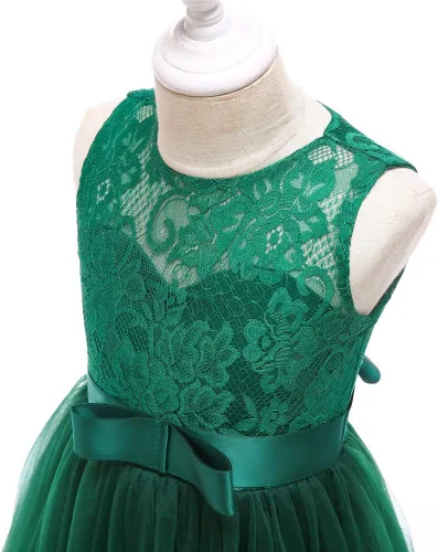Vista 5 de Glamulice Flower Girls Lace Bridesmaid Dress Princess Elegant Tulle Long A Line Dresses Pageant Wedding Party Ball Gown