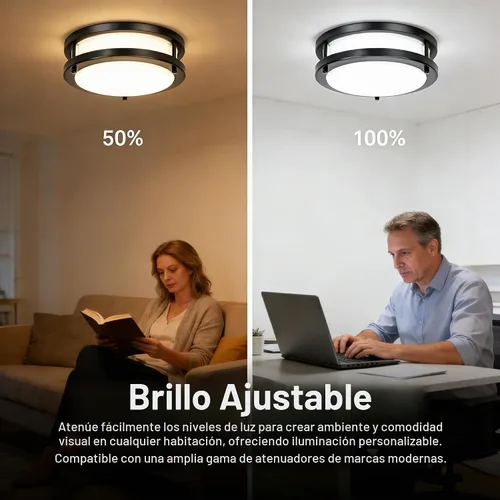 Vista 6 de Drosbey Lámpara de techo LED regulable de 30 W, lámpara de cocina, luces de techo para dormitorio, baño, 3000 K/4000 K/5000 K seleccionable, súper