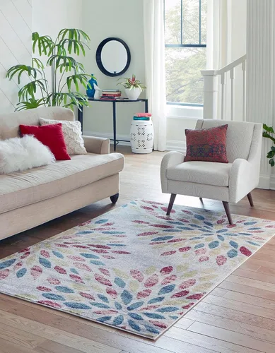 Vista 16 de Unique Loom Sumter Collection - Alfombra Rhett (2 pies x 6 pies, gris/azul marino)