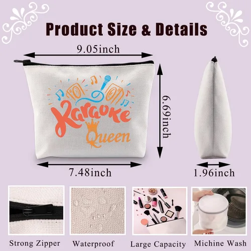 Vista 2 de BDPWSS Karaoke Queen Bolsa de maquillaje para amantes del karaoke, regalo de noche de karaoke, regalo divertido para cantar, regalo para fanáticos
