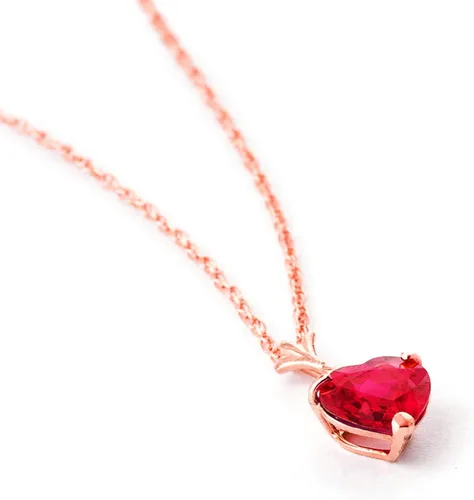 Vista 4 de Galaxy Gold GG Collar de oro rosa macizo de 14 quilates con forma de corazón de rubí hecho a mano con oro macizo y piedra preciosa auténtica.