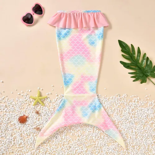 Vista 7 de Traje de baño de sirena para bebé niña, conjunto de bikini con diadema