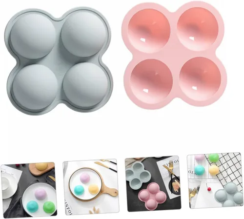 Vista 4 de Paquete de 2 moldes de silicona semicirculares para pasteles fáciles de usar para proyectos de horneado de bricolaje