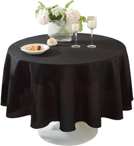 Vista 31 de Paquete de 2 Manteles Redondos de 120 Pulgadas de Carbón, Mantel de Poliéster Lavable para Uso en el Hogar, Fiestas, Bodas o Restaurantes. Gris