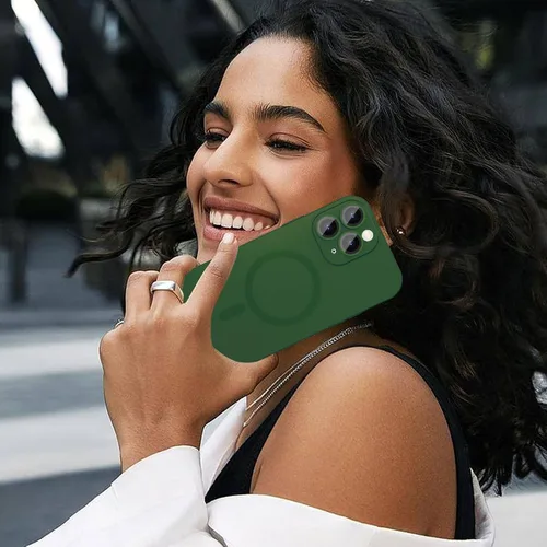 Vista 7 de ankofave Funda magnética para iPhone 11 Pro para mujer, diseño mate de lujo suave con brillo metálico con protector de lente de cámara, compatible