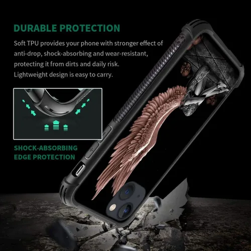 Vista 3 de DAIZAG Funda compatible con iPhone 14 Pro Max, protección contra arañazos, diseño de alas de ángel para niña