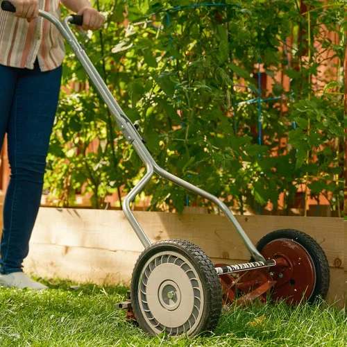 Vista 47 de American Lawn Mower Company 1204-14 Cortacésped de carrete de empuje de 4 hojas de 14 pulgadas, color rojo