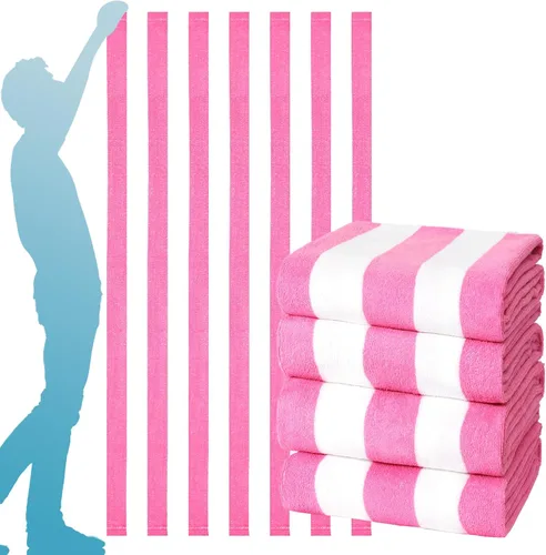 Vista 19 de Paquete de 4 toallas de baño extra grandes a rayas, juego de toallas de baño a granel, tamaño XL, grandes, esponjosas, absorbentes, de microfibra