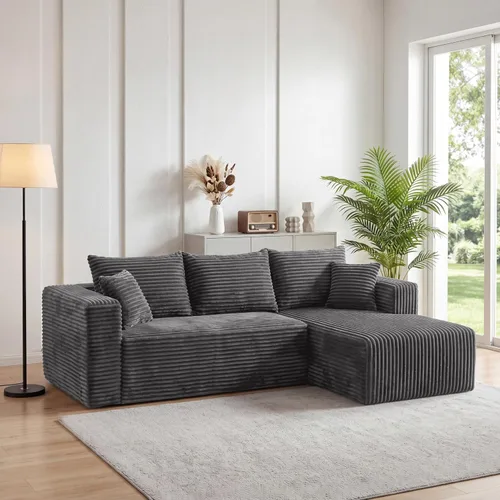Vista 15 de Sofá modular deshuesado de 118 pulgadas con diván y otomano de pana de gran tamaño en forma de U, sofá de nube para asiento profundo para sala
