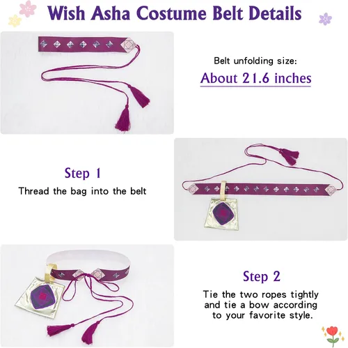 Vista 5 de Wish Asha - Disfraz de princesa para niñas, disfraz de cosplay para Halloween, fiesta de Navidad