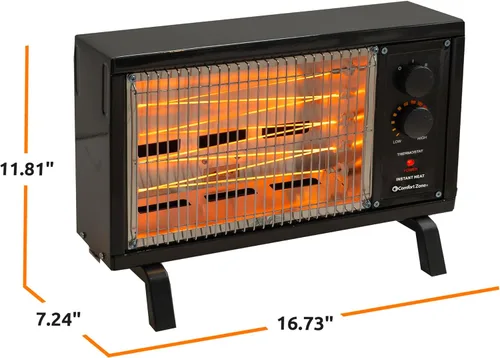 Vista 7 de Comfort Zone Calentador Radiante Eléctrico 1500/W Negro