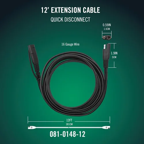 Vista 2 de Battery Tender Cable de extensión SAE de 12 pies – Diseñado para su uso con cargadores Battery Tender – Enchufes de conexión rápida para una fácil
