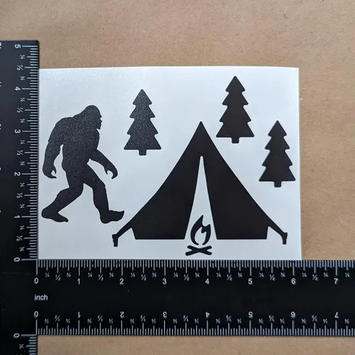 Vista 5 de Bigfoot - Calcomanías para camping, senderismo, kayak, paquete de 4: Bigfoot Heartbeat, Sasquatch Camping, Senderismo Bigfoot, Kayak Bigfoot Negro