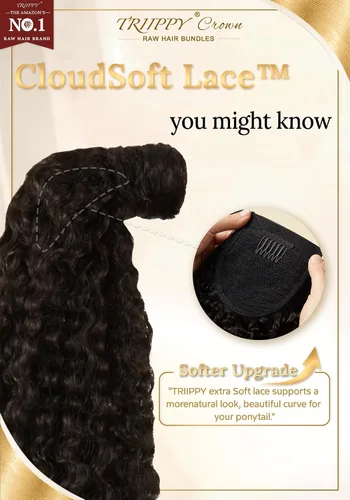 Vista 5 de Extensión de cola de caballo cabello humano rizado birmano pelo #Color natural rizado birmano