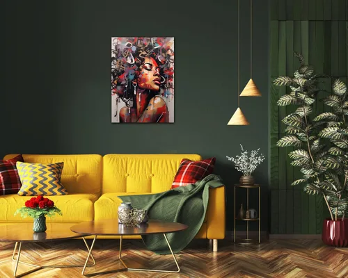 Vista 287 de Arte de pared afroamericano, decoración de rey y reina bailarín negro para sala de estar, arte de pareja de amor negro para dormitorio, lienzo