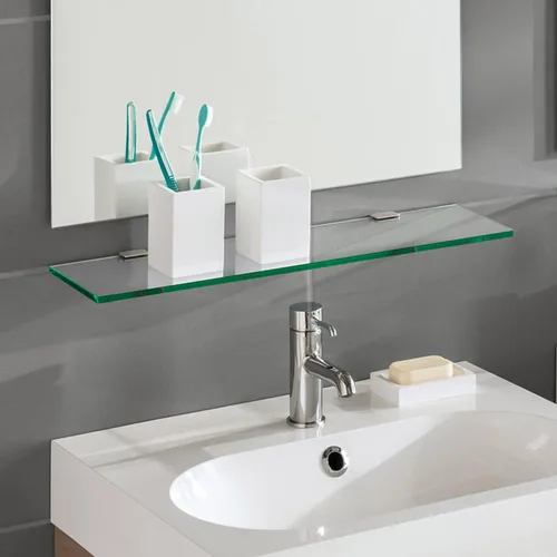 Vista 7 de Fab Glass and Mirror Kit de estante rectangular de vidrio flotante, 8 pulgadas de largo x 18 pulgadas de ancho, transparente