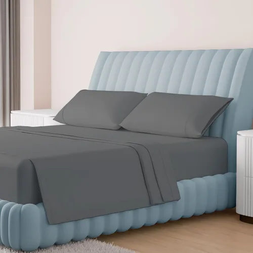 Vista 15 de Carressa Linen Sábanas de alta cantidad de hilos tamaño Queen – Serie 1000 sábanas 100% algodón egipcio tamaño Queen (4 piezas, rubor), tejido Blush