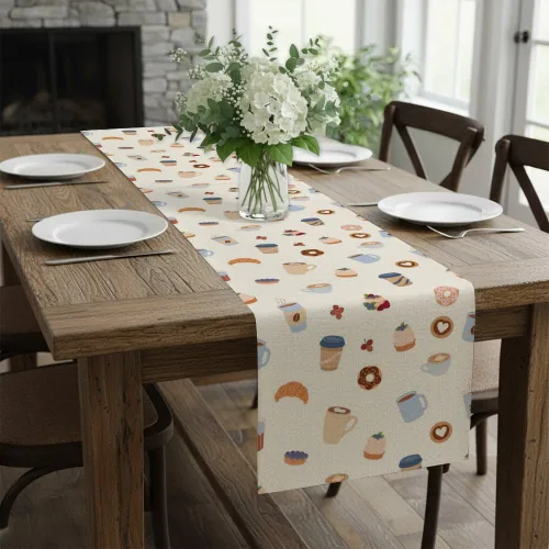 Vista 4 de Cute Food Table Runner 72 Inches Long Linen Holiday Runner for Table for Scape Centro De Mesa De Comedor Decoracion Home Kitchen Party Decorations