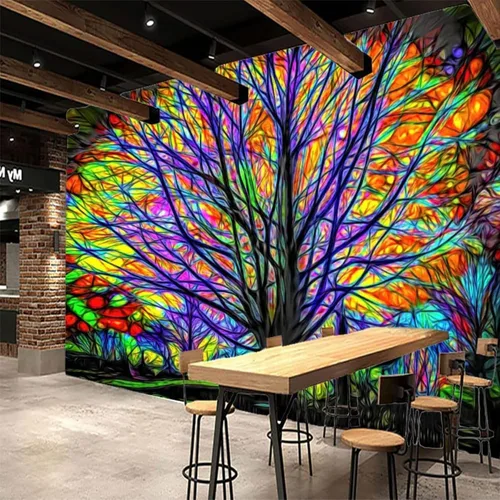 Vista 25 de Murales de pared 3D de bosque de invierno, ramas de árbol, papel tapiz autoadhesivo extraíble para sala de estar, dormitorio, decoración de pared