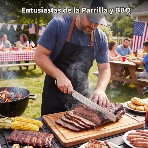 Vista 2 de PAUDIN Cuchillo de trinchar, cuchillo para brisket de 12 pulgadas, cuchillos de rebanar premium con hoja Granton para cortar brisket ahumado, carne