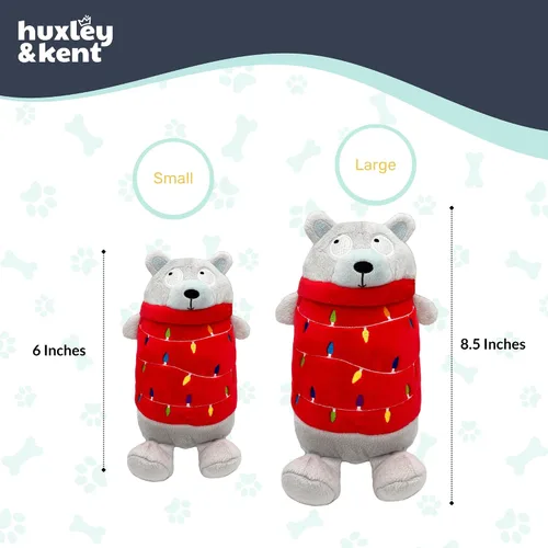 Vista 6 de Huxley & Kent Divertido juguete para perros con chirriante – Juguetes chirriantes de felpa para perros pequeños, medianos y grandes – Animal