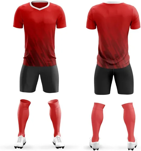 Vista 5 de Uniforme de camiseta de fútbol personalizado para hombres, mujeres, niños, camisa y pantalones cortos personalizados con número de nombre