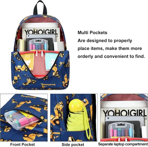Vista 13 de CAMTOP - Conjunto de mochila y lonchera con estampados divertidos para niños de preescolar y primaria), Y0058-2