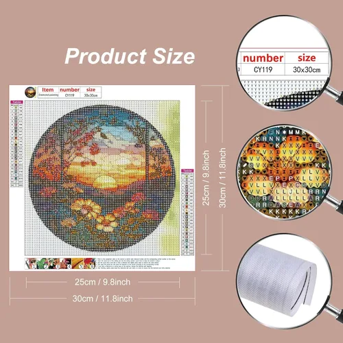 Vista 2 de Stalente Kits de pintura de diamantes para adultos, kits de arte de diamantes 5D para principiantes, pintura de diamante redonda para decoración
