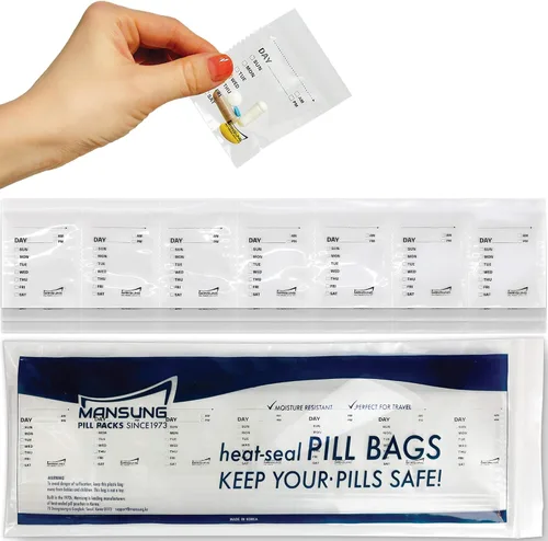 Vista 8 de Mansung S Bolsa de píldoras de sellado térmico, paquete sellado para bandeja de embudo de medicina, carga AM PM organizador, kit dispensador