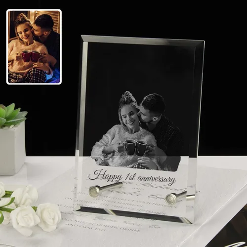 Vista 8 de Marco de fotos de cristal personalizado, marco de fotos de cristal grabado personalizado, regalo de fotos de recuerdo personalizado para el día