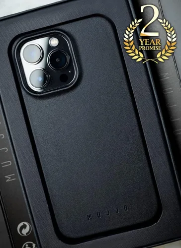 Vista 9 de Mujjo Funda completa de cuero para iPhone 15 Plus, iPhone 14 Plus con MagSafe (negro)