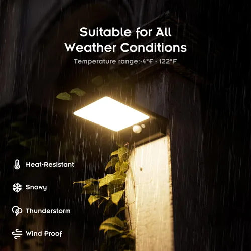 Vista 7 de Luz solar para exteriores, pared, paso, puerta, poste, blanco cálido de 3000 K, batería de litio de 2000 mAh, 350 lm, impermeable, sensor