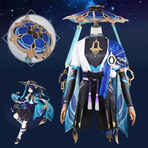 Vista 3 de Wanderer - Conjunto de ropa de cosplay de Genshin Impact Kunikuzushi para juegos de rol, conjunto de ropa de cómic