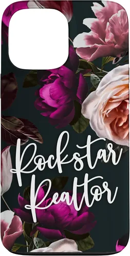 Vista 23 de iPhone 14 Plus Rockstar Realtor - Elegante estuche de regalo floral para agente inmobiliario