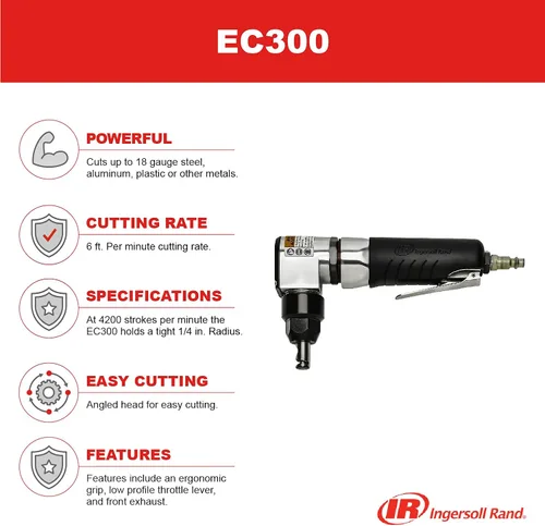 Vista 2 de Ingersoll Rand EC300 Air Nibbler, cabeza angulada, 4200spm, escape delantero