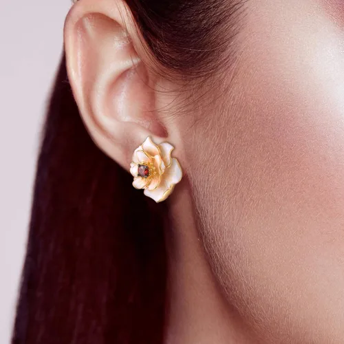 Vista 4 de Santuzza - Aretes colgantes de plata de ley 925 con flores esmaltadas para mujer