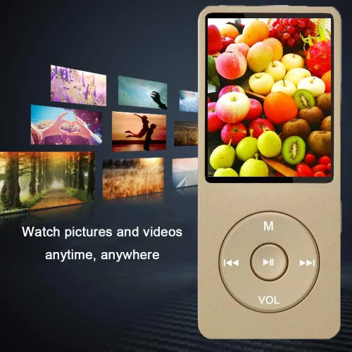 Vista 5 de Reproductor de MP3, reproductor de música con tarjeta micro SD de 16 GB, altavoz integrado/foto/reproducción de video/radio FM/grabadora