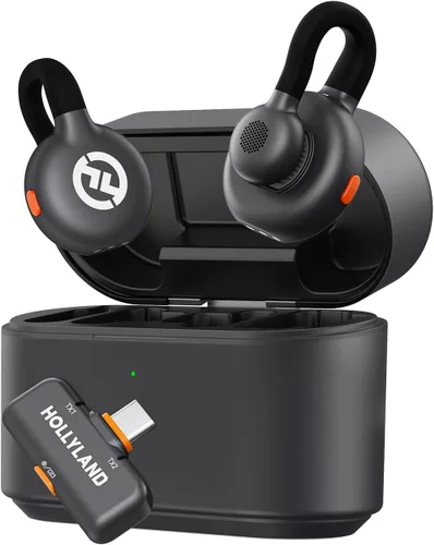 Vista 10 de Micrófono inalámbrico Hollyland Lark M2S Combo (RX de cámara + RX USB-C + cable Lightning) para iPhone/cámara/Android/PC, clip de titanio
